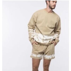 Talentless Tie Dye Border Wash Crewneck Sweatshirt Sand‎ Beige Small Streetwear